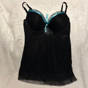 😉Bundle Days😉Women’s Black Blue Slip Lingerie Bow See Through 36B